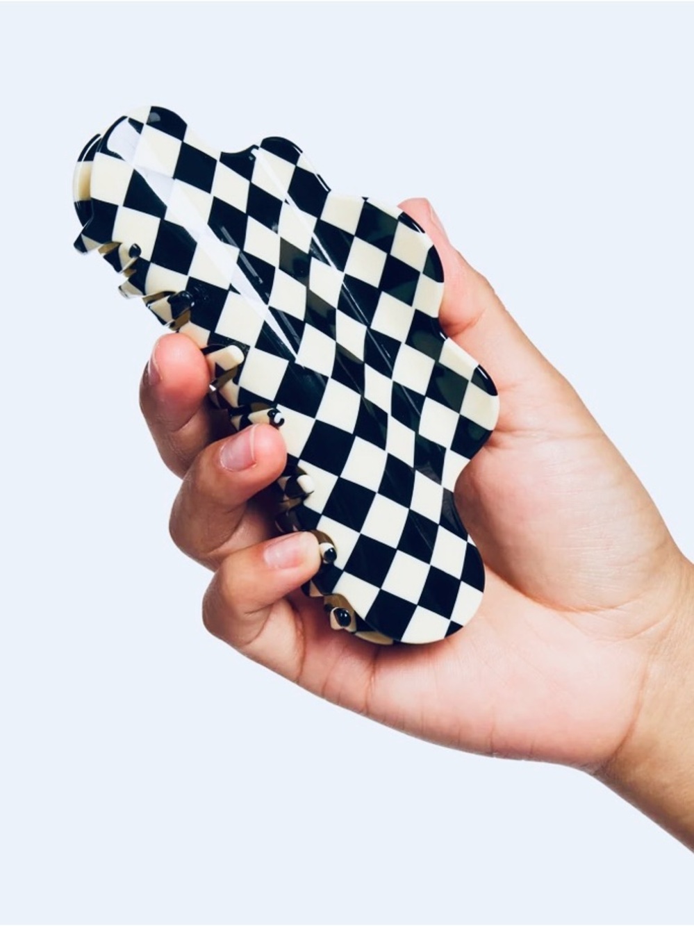 Chunks Black and White Checkerboard Hair Clip